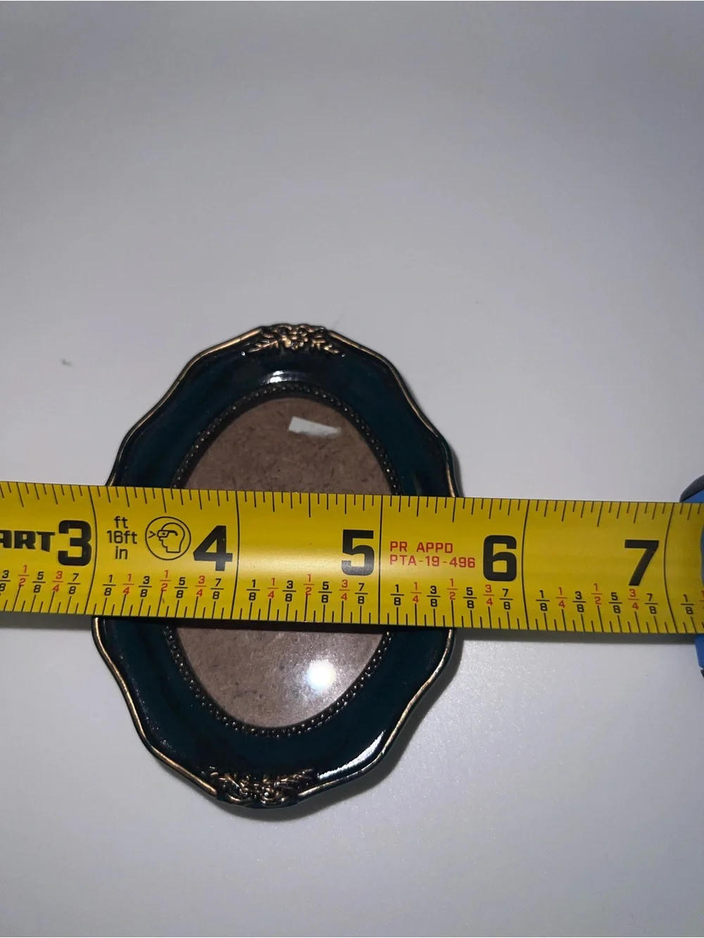 Ornate Oval Picture Frame in Teal with Gold Accents -